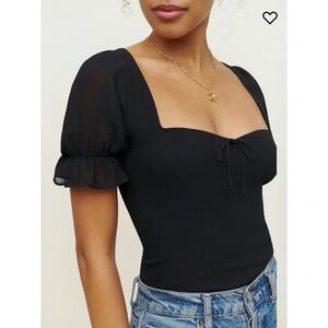 Elegant Black Puff Sleeve Top